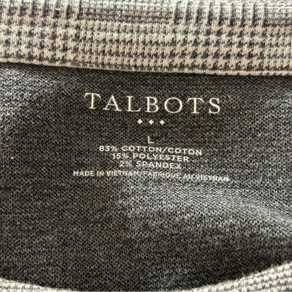 Talbots Top Shirt Houndstooth Black Cream Women's Size Large - Picture 3 of 7